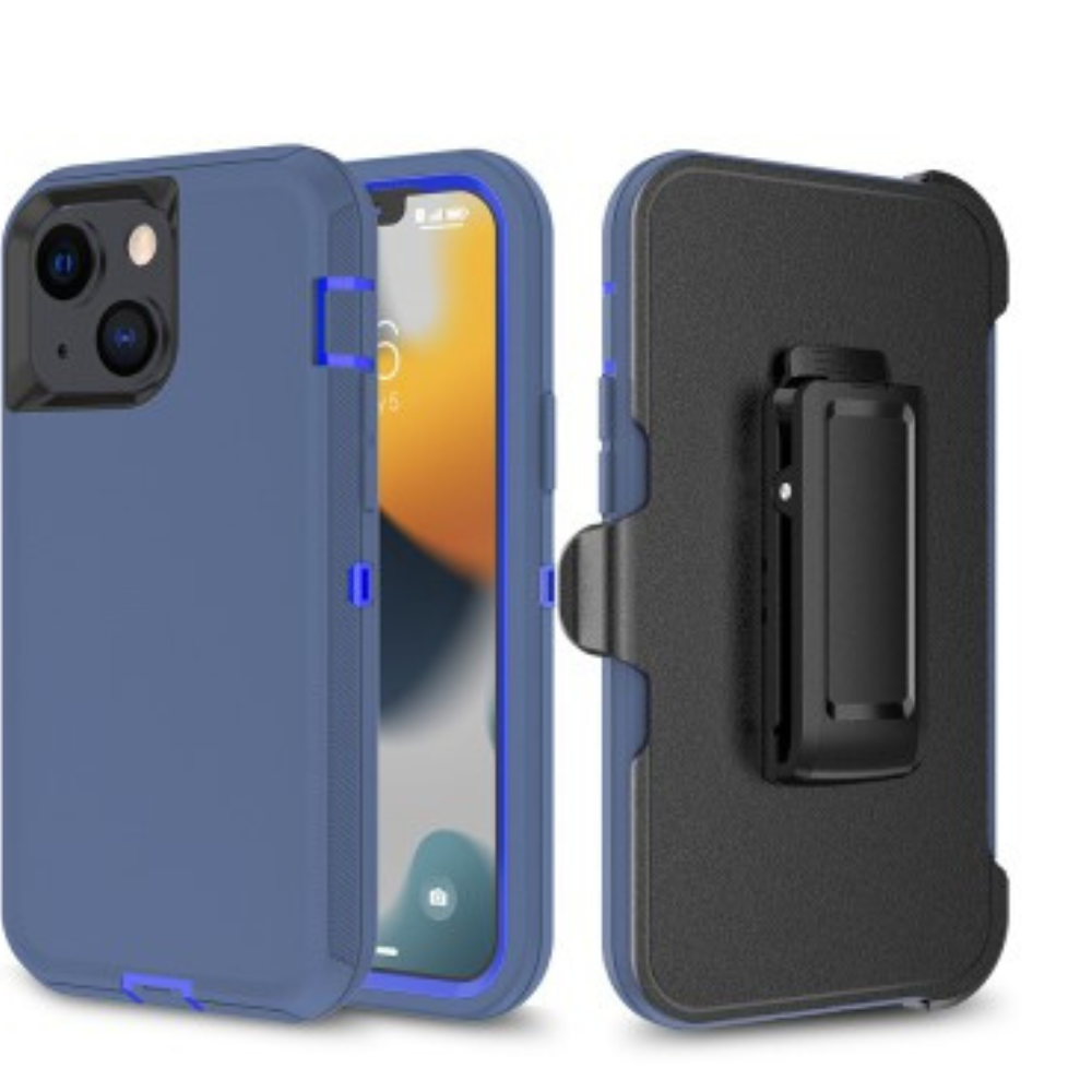 iPhone 13 Mini Compatible Case Cover With Belt Clip And Shockproof Robot Armor Hard Plastic - Navy