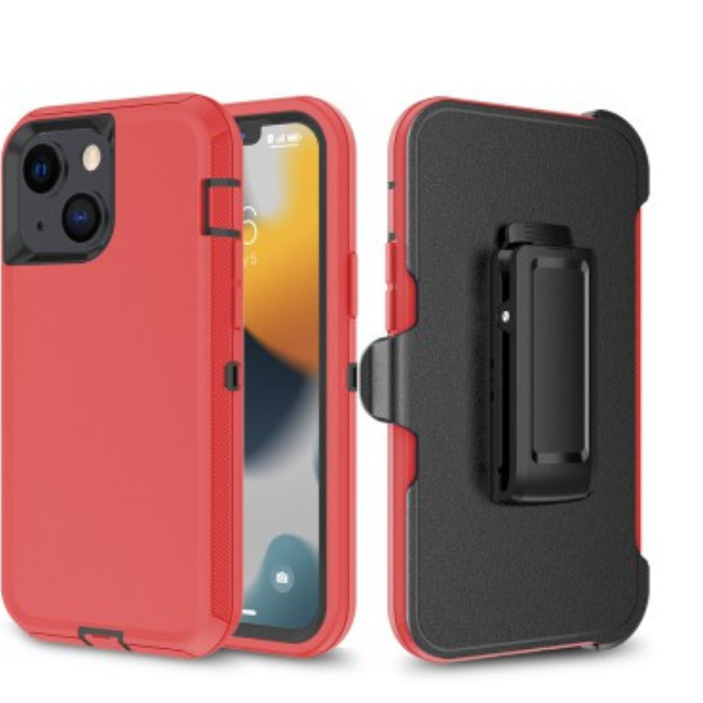 iPhone 13 Mini Compatible Case Cover With Belt Clip And Shockproof Robot Armor Hard Plastic - Red