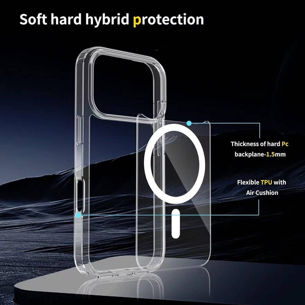 iPhone 17 Pro Max MagSafe Compatible Hybrid Transparent Case | Acrylic + TPU Shockproof Clear Cover Australia