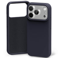 Thumbnail for Navy silicone case with microfibre lining iPhone 17 Pro Max front, back, side views