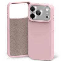 Thumbnail for Pink sand silicone case with microfibre lining for iPhone 17 Pro Max front view, back view, side view
