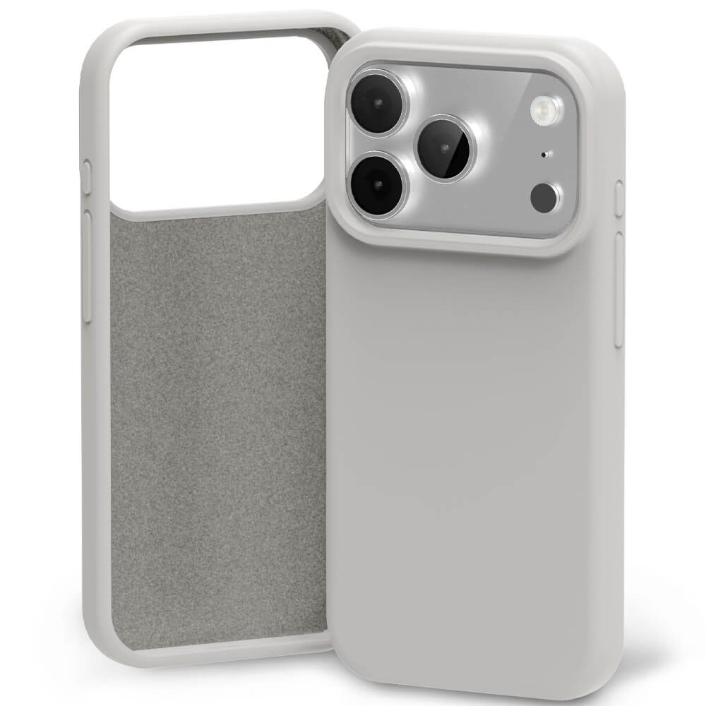 Stone silicone case with microfibre lining iPhone 17 Pro Max front, back, side views