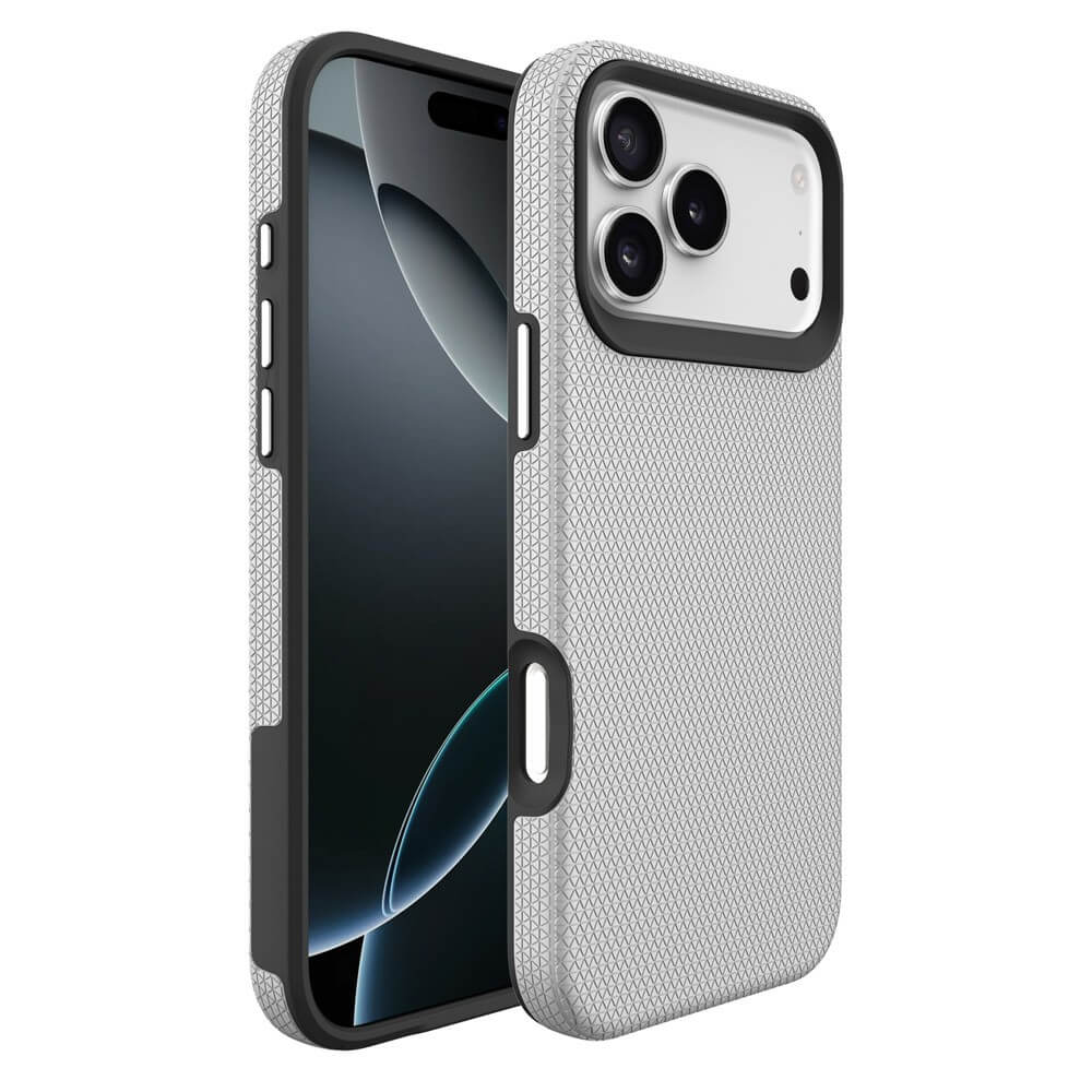 Silver iPhone 17 Pro Max rugged MagSafe case front and side view | Slim shockproof Australian phone case