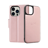 Thumbnail for iPhone 14 Pro Magnetic Flip Wallet Case Cover with Drop-Resistant PU Leather, Multiple Card Holder Slots & Secure Front Screen Cover - Rose Gold