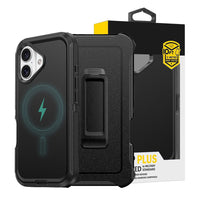 Thumbnail for iPhone 16 Plus Shockproof Robot Armor Hard Plastic Case Cover With Magnetic Ring With Belt Clip
