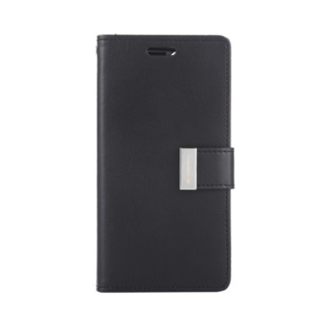 iPhone 16 Pro Max High-Quality Leather Flip Wallet Case Cover: Shock-Resistant with Front Cover, Multiple Card Slots, Magnetic Closure and Media Stand Convertible - Black