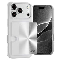 Thumbnail for Transparent iPhone 17 Pro Max silicone card holder case front view, back view, side view