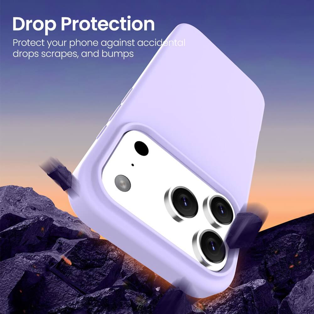 iPhone 17 Pro Max Liquid Silicone Case Cover with Magnetic Ring – Purple (MagSafe Compatibility)