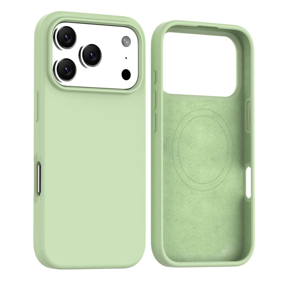 Mint iPhone 17 Pro Max silicone case with magnetic ring – MagSafe-Compatible pastel finish