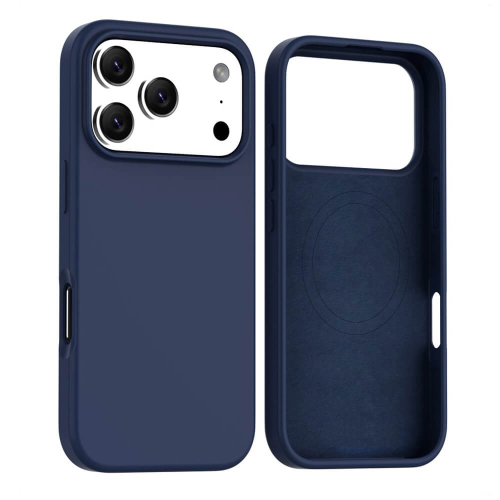 Navy iPhone 17 Pro Max Liquid Silicone Case Cover with Magnetic Ring – MagSafe-Compatible variant