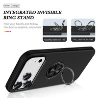 Thumbnail for iPhone 17 Pro Max Magnetic Ring Holder Stand Shockproof Case – Black