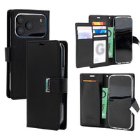 Thumbnail for iPhone 17 Pro Max Black Wallet Folio Diary Case with 6 Card Slots – Premium Leather Look