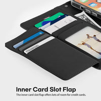 Thumbnail for iPhone 17 Pro Max Black Wallet Folio Diary Case with 6 Card Slots – Premium Leather Look