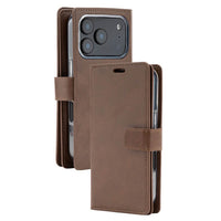 Thumbnail for Brown PU leather wallet folio diary case for iPhone 17 Pro Max with 9 card slots and snap closure