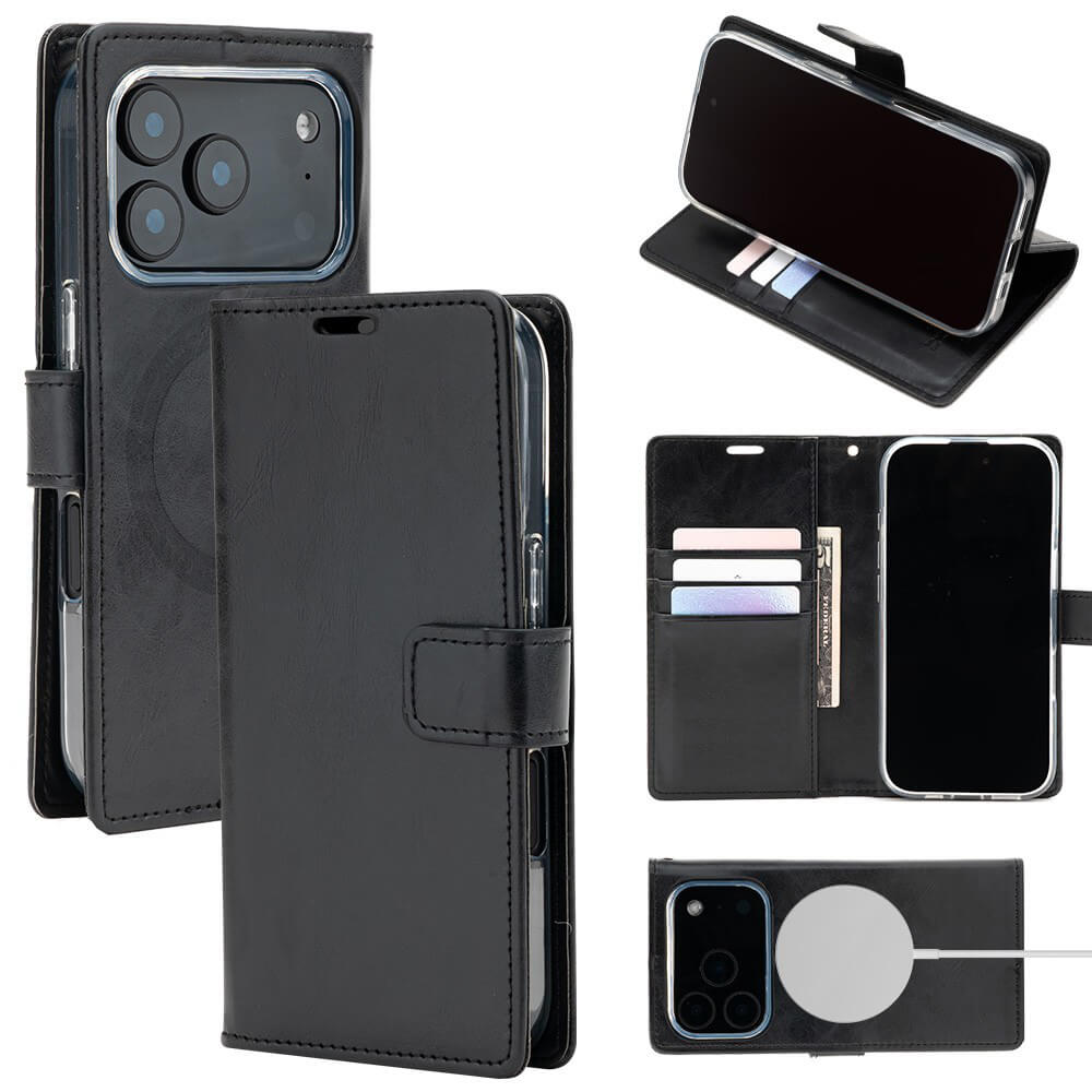 iPhone 17 Pro Max Wallet Folio Diary Case – Navy (MagSafe Compatibility & Card Slots)