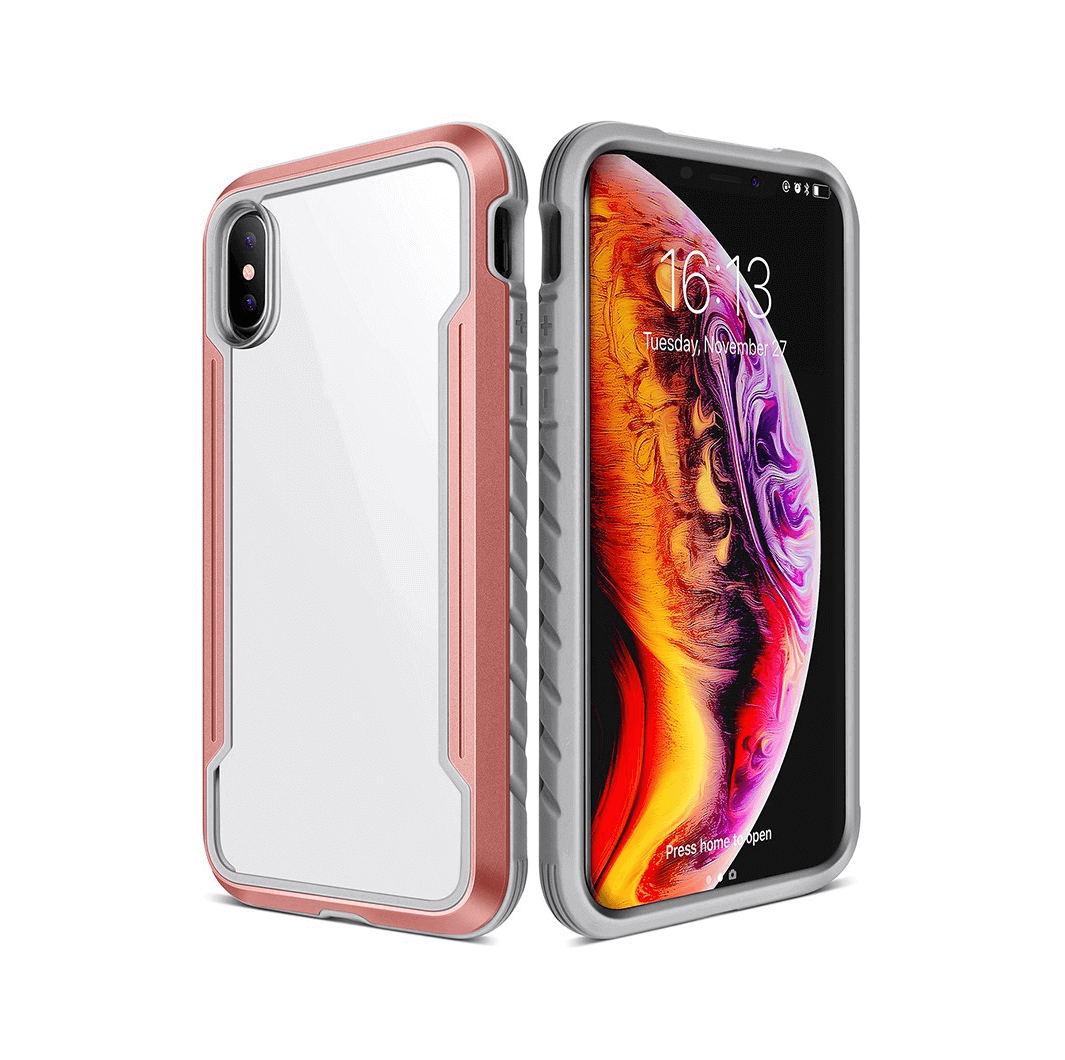 iPhone X Compatible Case Cover With Premium Shield Shockproof Heavy Duty Armor in Rose Gold