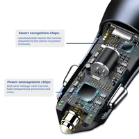 Thumbnail for Dual Fast Charger Car Charger - 40W Power, Dual USB Ports, Dark Grey Aluminum Design