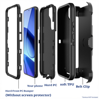 Thumbnail for Samsung Galaxy S22 Plus Compatible Case Cover With Shockproof Robot Armor Hard Plastic And Belt Clip - Navy