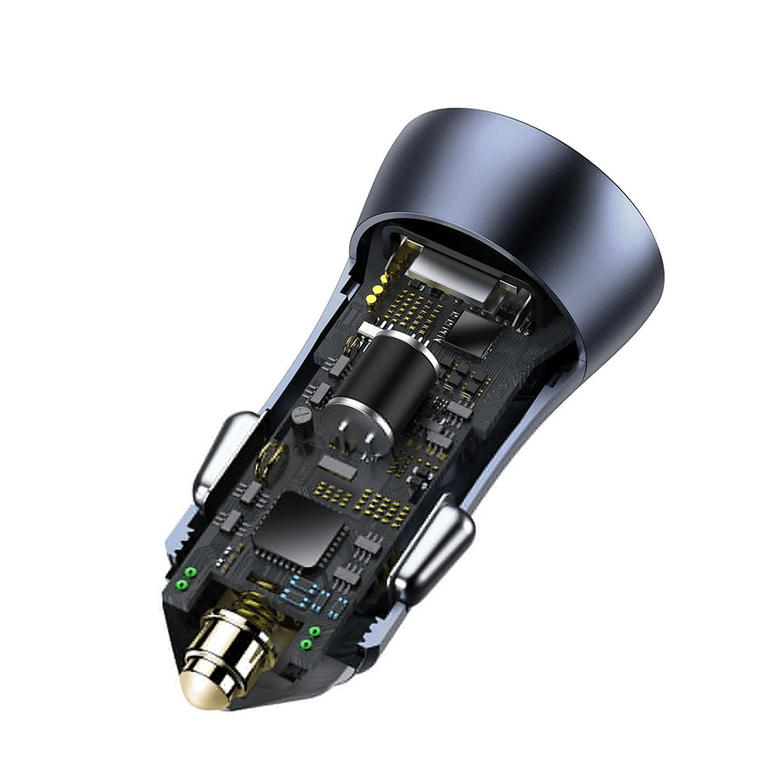 Baseus Golden Contactor Pro Dual Fast Charger Car Charger U+U 40W (With Simple wiring USB For Type-C 5A 1.0m)-Dark Gray