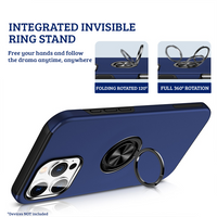 Thumbnail for iPhone 16 Pro Comprehensive Protection Case Cover with Magnetic Ring Holder: Anti-Shock, Anti-Falling - Black