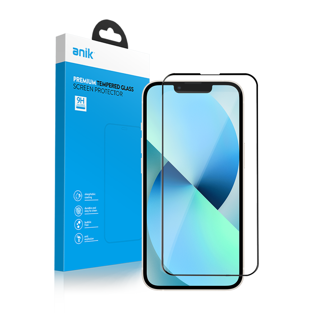Anik Premium Full Edge Coverage High-Quality Full Faced Tempered Glass Screen Protector fit for iPhone 13