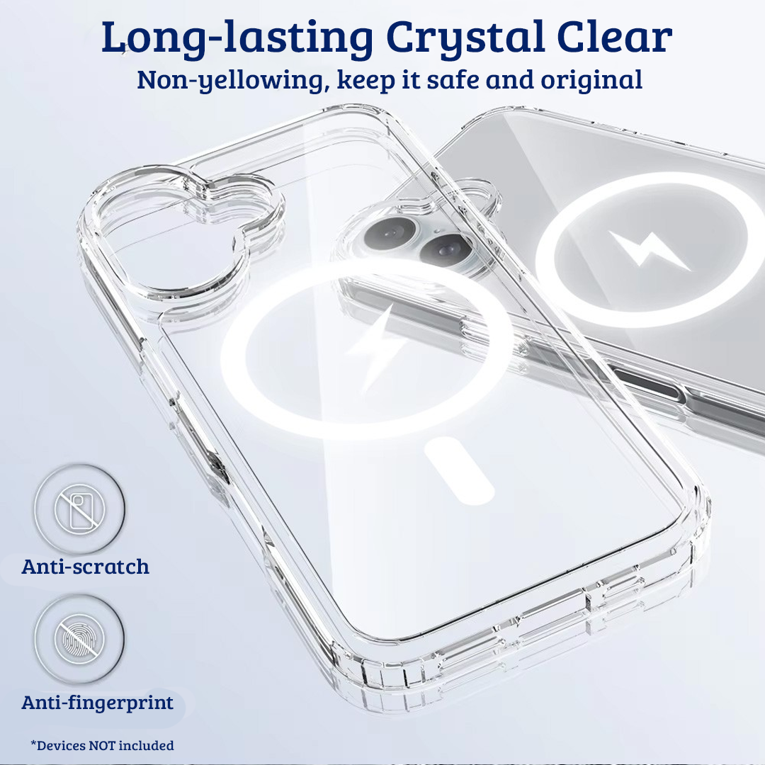 iPhone 16 Plus Premium Clear Case Cover: High-Quality Acrylic + TPU, MagSafe Compatibility, Screen & Camera Protection, Dust-Proof Design