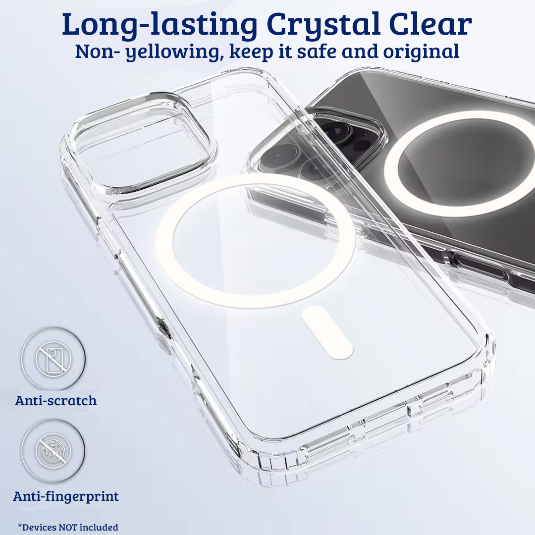 iPhone 16 Pro Max Premium Clear Case Cover: High-Quality Acrylic + TPU, MagSafe Compatibility, Screen & Camera Protection, Dust-Proof Design