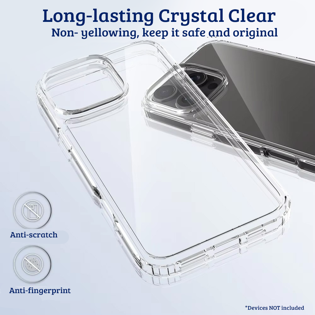 iPhone 16 Pro Premium Clear Case Cover: Acrylic + TPU Construction, Long-Lasting Durability, Enhanced Screen & Camera Protection, Dust & Debris Resistant