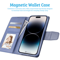 Thumbnail for iPhone 16 Compatible Case Cover With PU Flip Leather Wallet - Navy