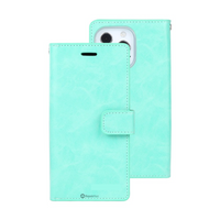 Thumbnail for iPhone 16 Plus Flip Wallet Case Cover with Metal Snap-On Fastener: PU Leather & TPU Featuring Front Cover, Multiple Card Holder Slots & Shock Resistance - Mint