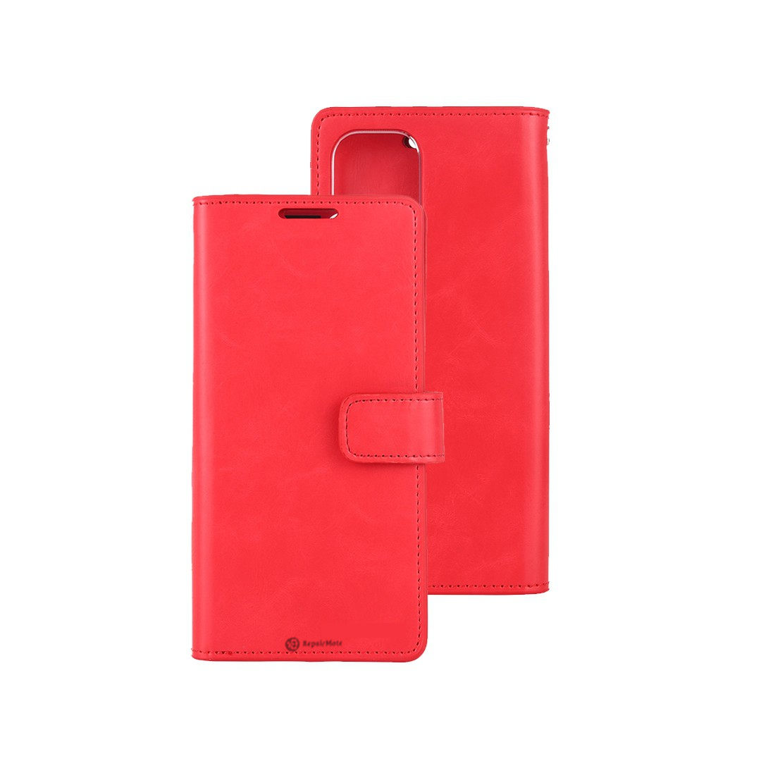 iPhone 16 Plus Flip Diary Case Cover with Wallet and Media Stand: Soft and Shock-Resistant, Features Magnetic Closure and Front Cover - MagSafe Compatible- Red