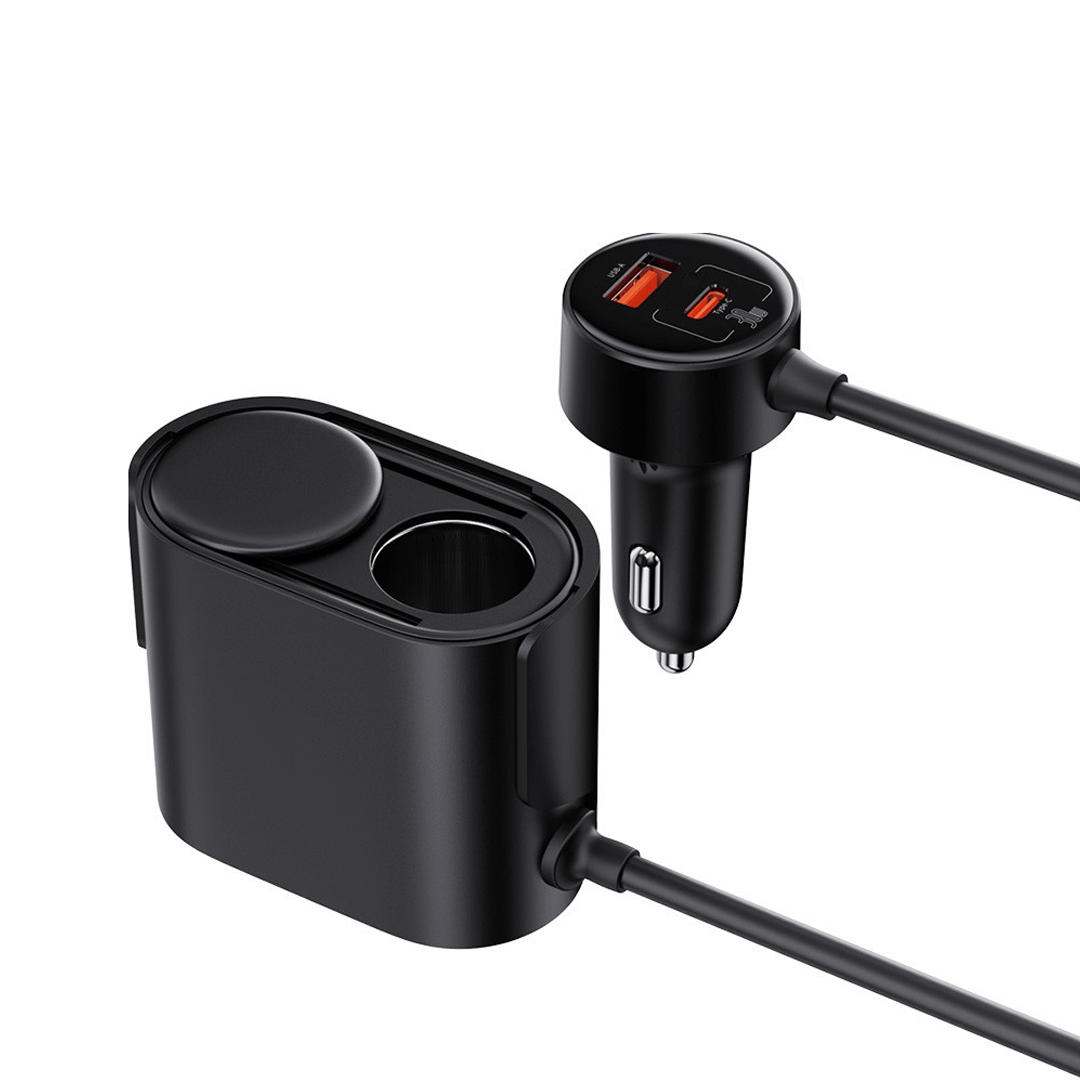 Car Cigarette Lighter 1-for-2- 30W Splitter with Four Charging Ports, Fast and Safe Charging Solution