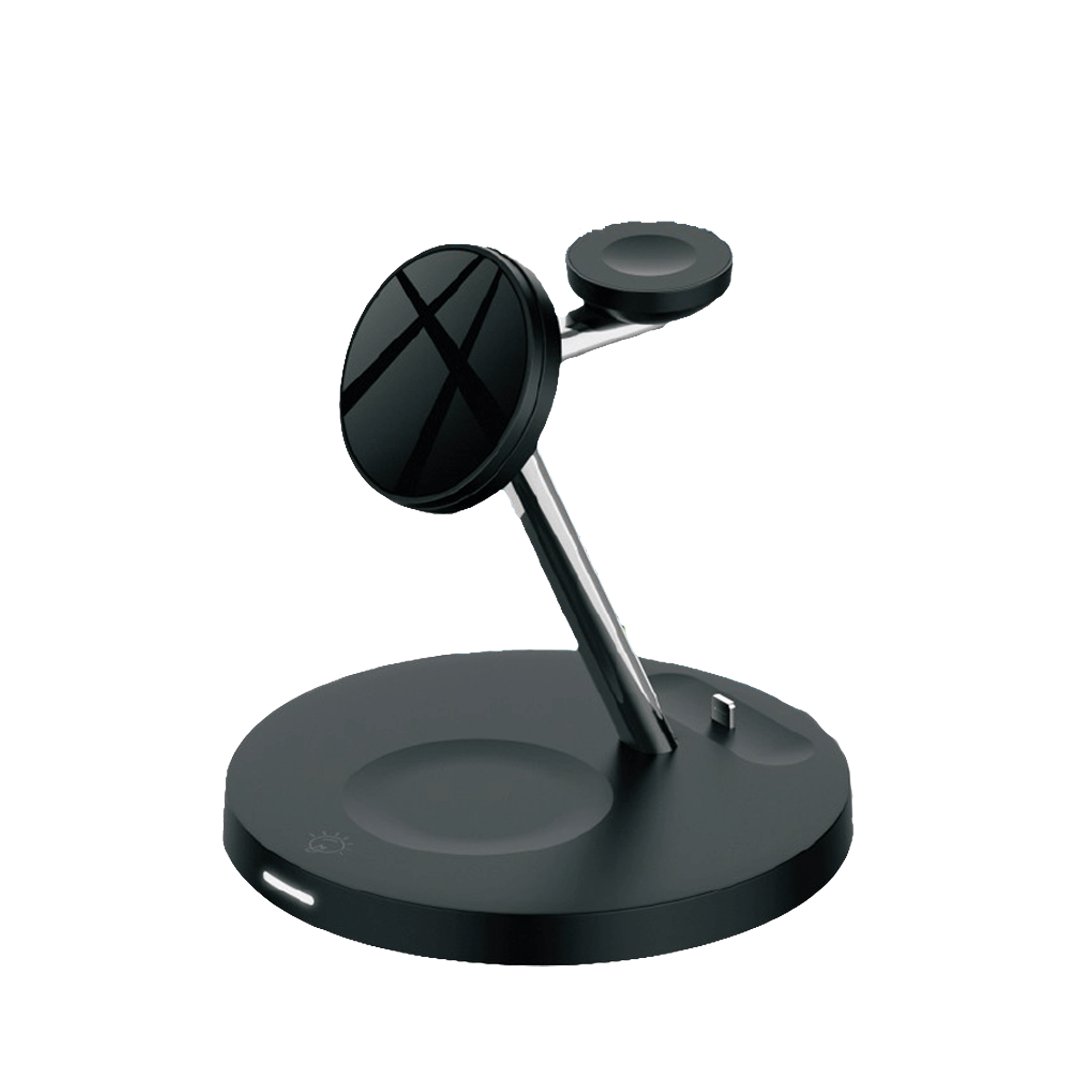 Multi Functions Wireless Charger With LED Ambient Light -Black