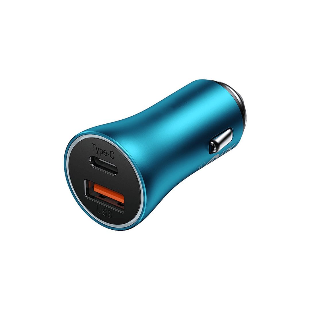 Dual Fast Charger Car Charger U+C 60W: Supercharge Your Car Charging- Blue