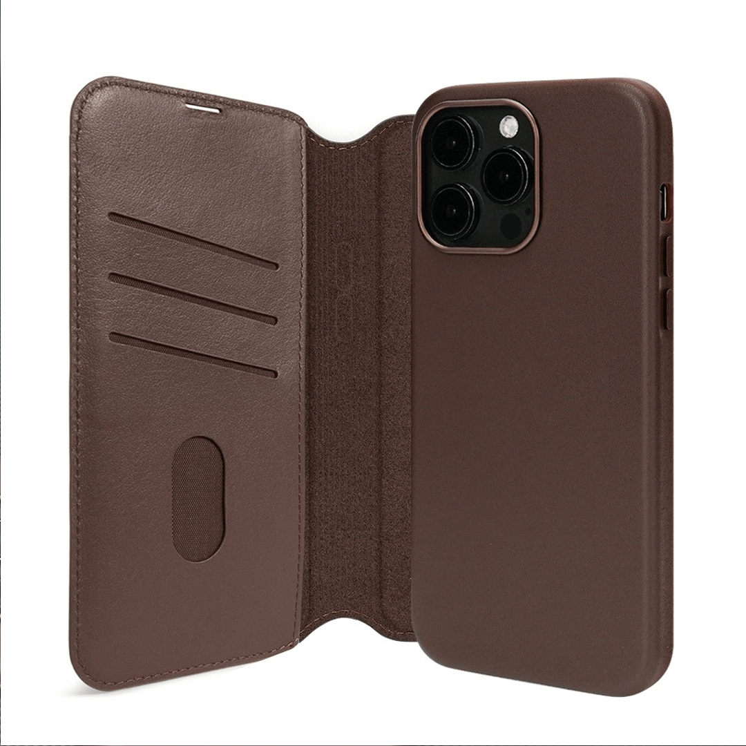 iPhone 15 Pro Compatible Case Cover With Folio Urbain Magnetic Leather Detachable Wallet - Coffee