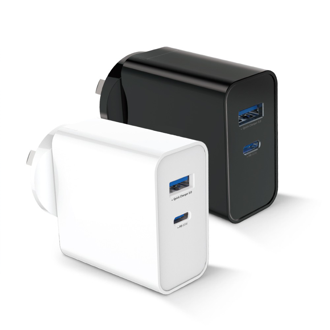 65W PD3.0+QC3.0 Fast Charging Adapter: Power Up Your Devices Faster - Black