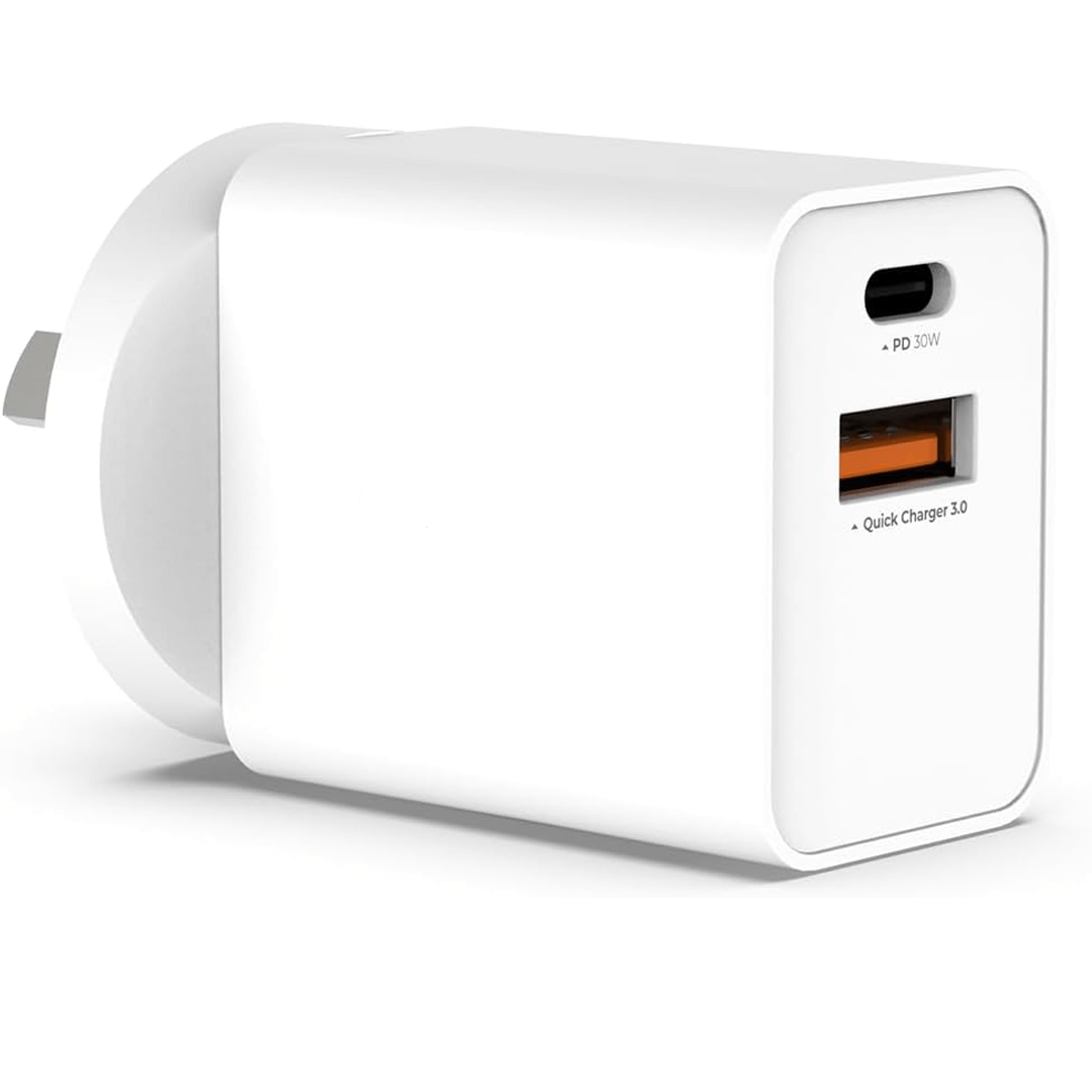 iQuick 30W PD3.0+QC3.0 Dual Ports Charging Adapter-White