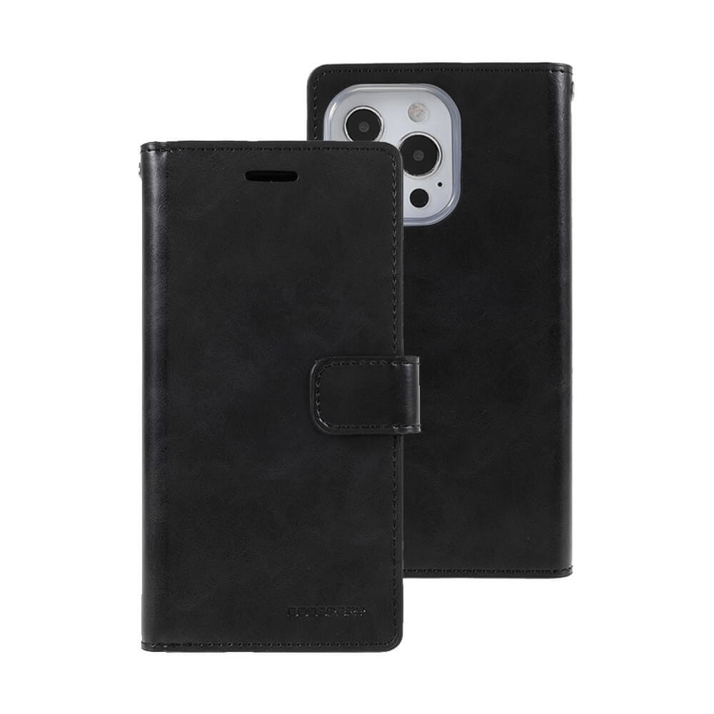 iPhone 14 Pro Compatible Case Cover With Premium Mansoor Diary Wallet in Black