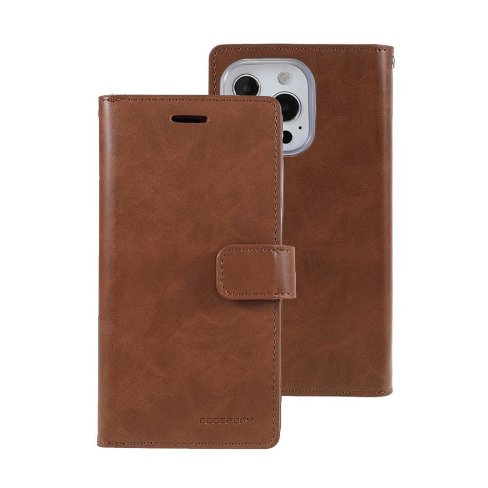 iPhone 13 Pro Max Compatible Case Cover With Double Flip Wallet - Brown