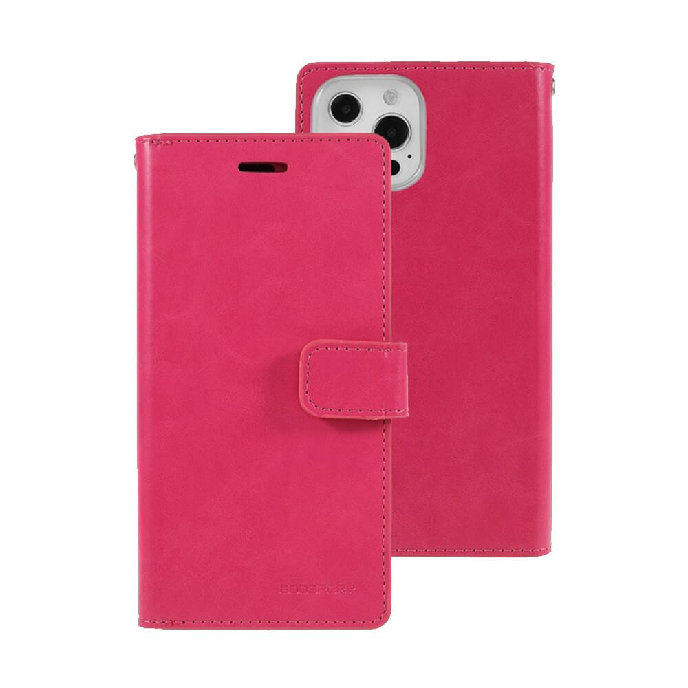 iPhone 13 Pro Max Compatible Case Cover With Double Flip Wallet - HotPink
