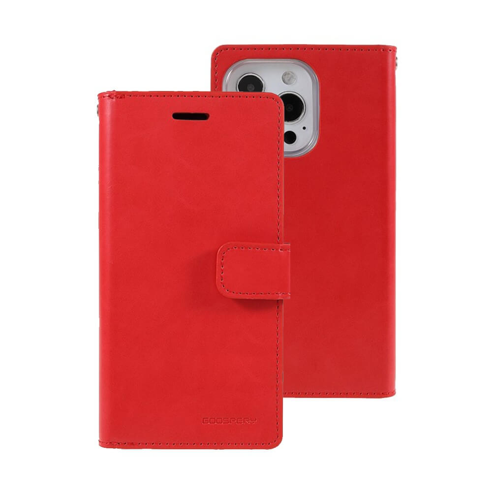 iPhone 13 Pro Max Compatible Case Cover With Double Flip Wallet - Red