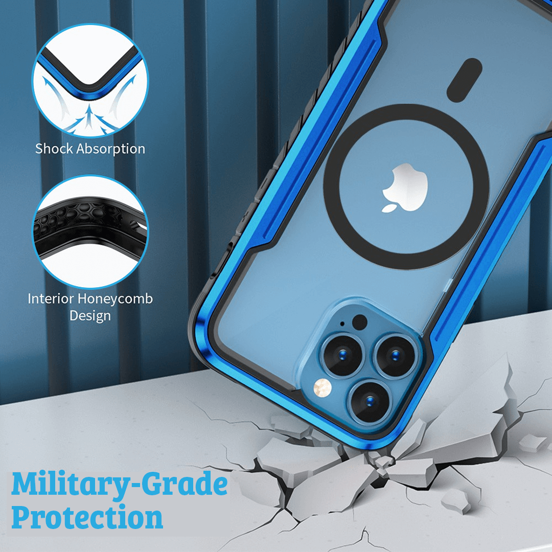 iPhone 15 Pro Max Compatible Armor Case Cover Premium Shockproof Heavy Duty Compatible with MagSafe Technology - Blue