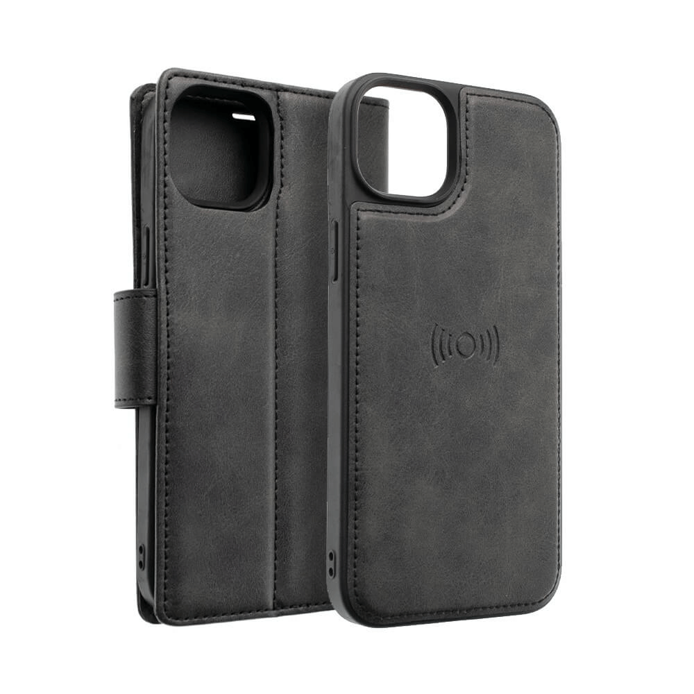 iPhone 14 Pro Compatible Case Cover With 2 In 1 Detachable Magnetic Flip Leather Wallet in Black