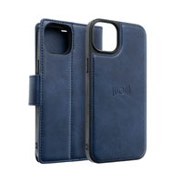 Thumbnail for iPhone 14 Pro Compatible Case Cover With 2 In 1 Detachable Magnetic Flip Leather Wallet in Navy