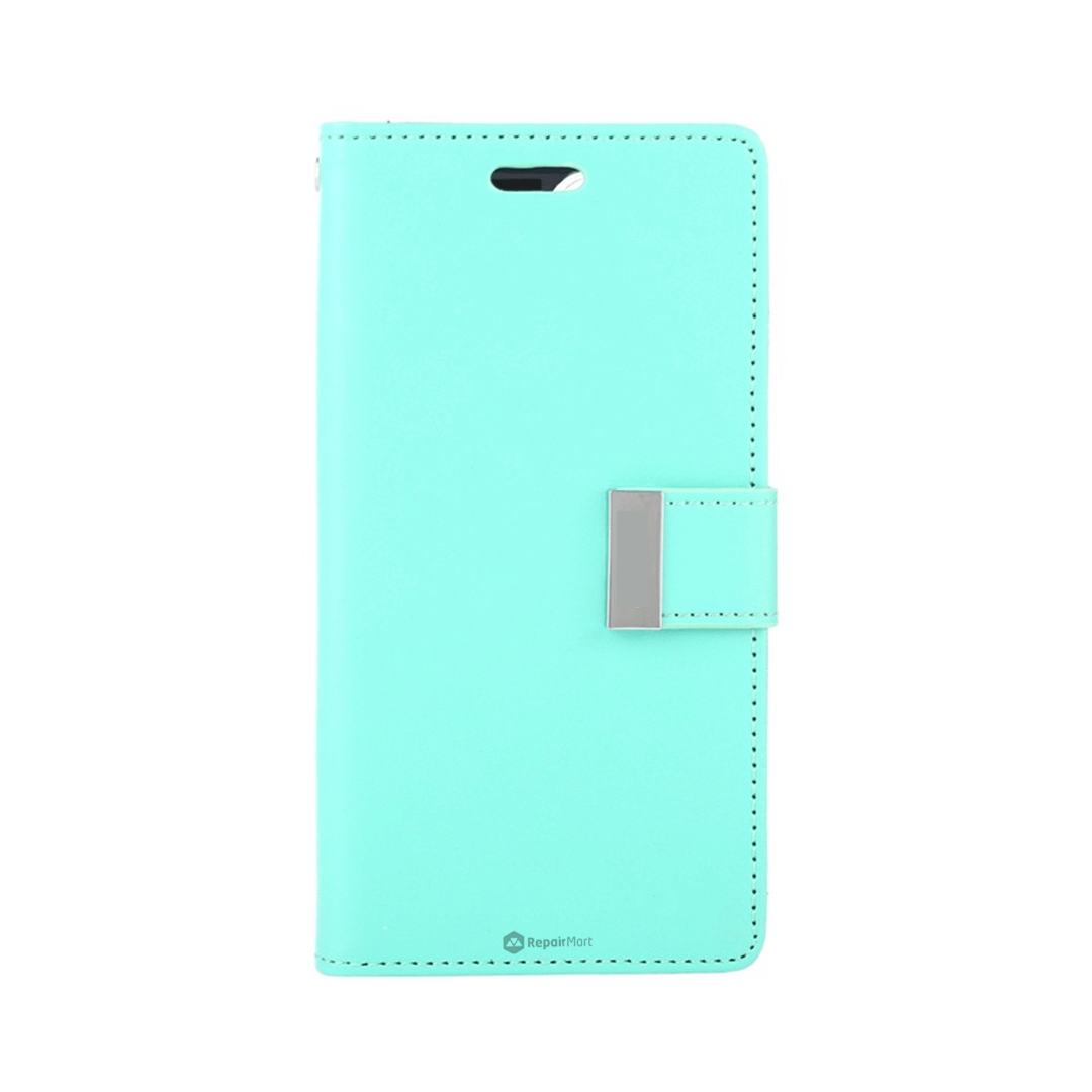 iPhone 16 Plus High-Quality Flip Wallet Case Cover: Shock-Resistant with Front Cover, Multiple Card Slots, Magnetic Closure and Media Stand Convertible - Mint