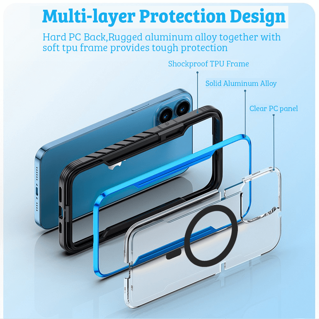 iPhone 15 Pro Max Compatible Armor Case Cover Premium Shockproof Heavy Duty Compatible with MagSafe Technology - Blue