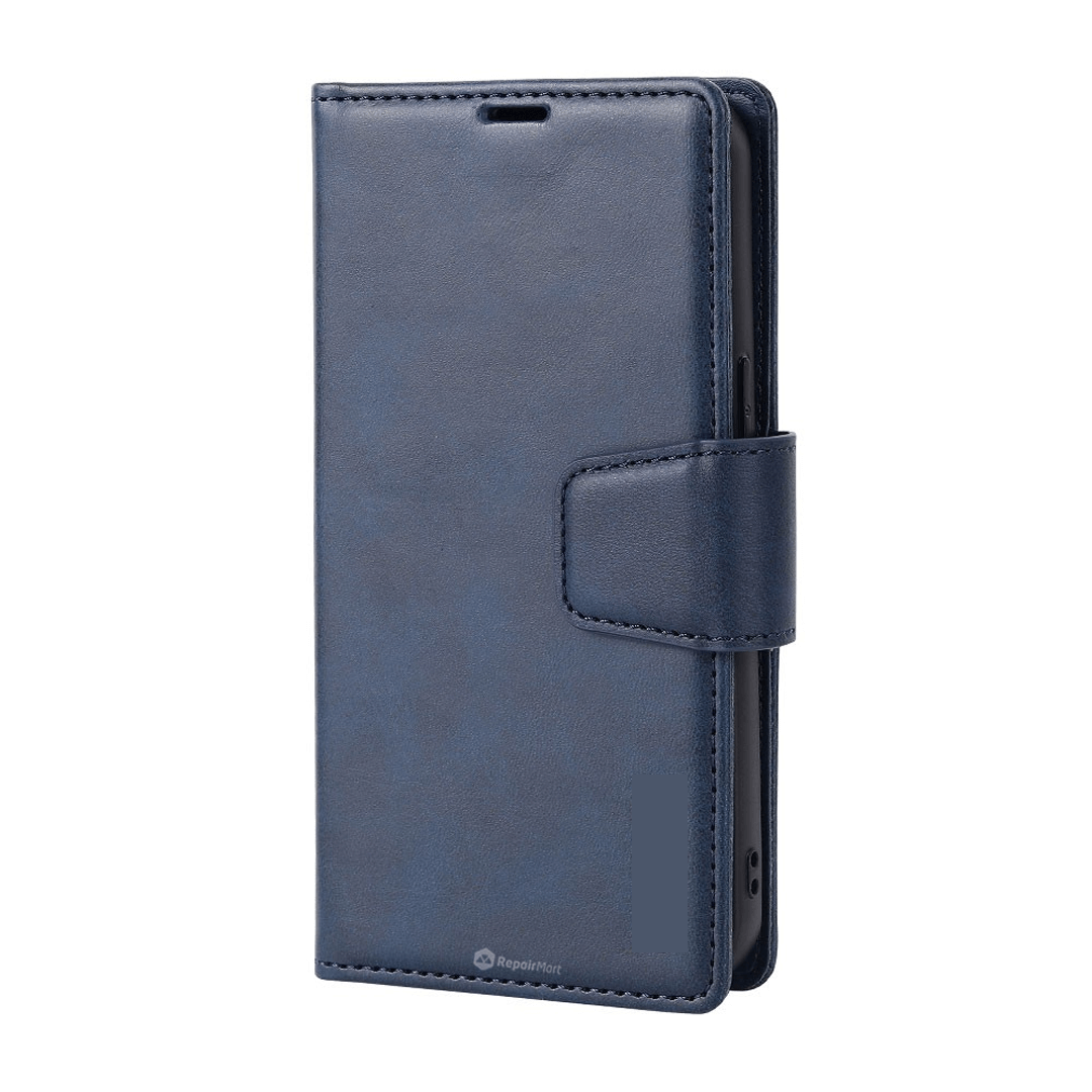 iPhone 15 Pro Compatible Case Cover With  Detachable Magnetic Flip Leather Wallet - Navy