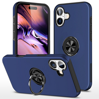 Thumbnail for iPhone 16 Plus Comprehensive Protection Case Cover with Magnetic Ring Holder: Anti-Shock, Anti-Falling - Navy