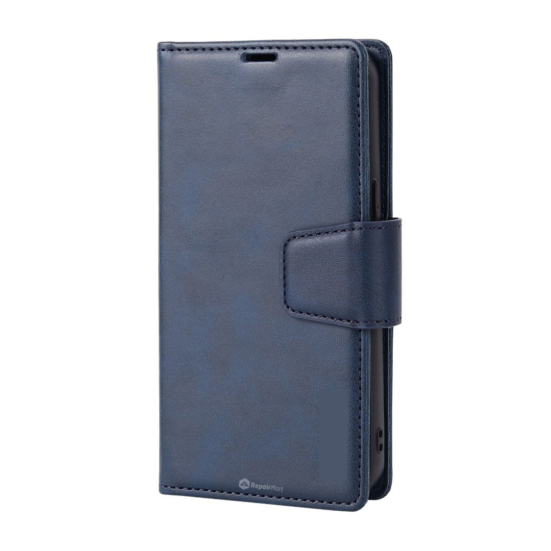 iPhone 16 Pro Magnetic Flip Wallet Case Cover with Drop-Resistant PU Leather, Multiple Card Holder Slots & Secure Front Screen Cover - Navy