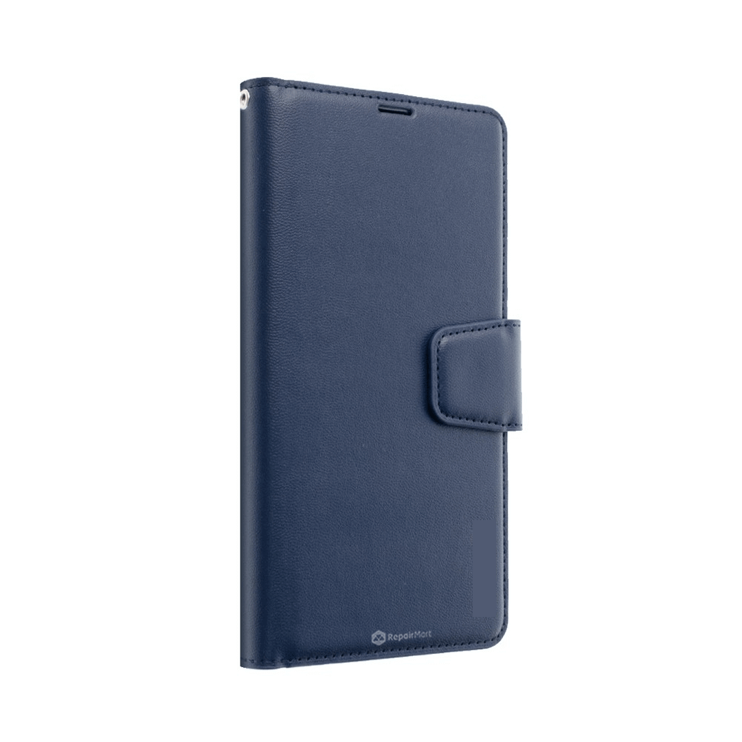 iPhone 14 Pro Max Compatible Case Cover With PU Flip Leather Wallet - Navy